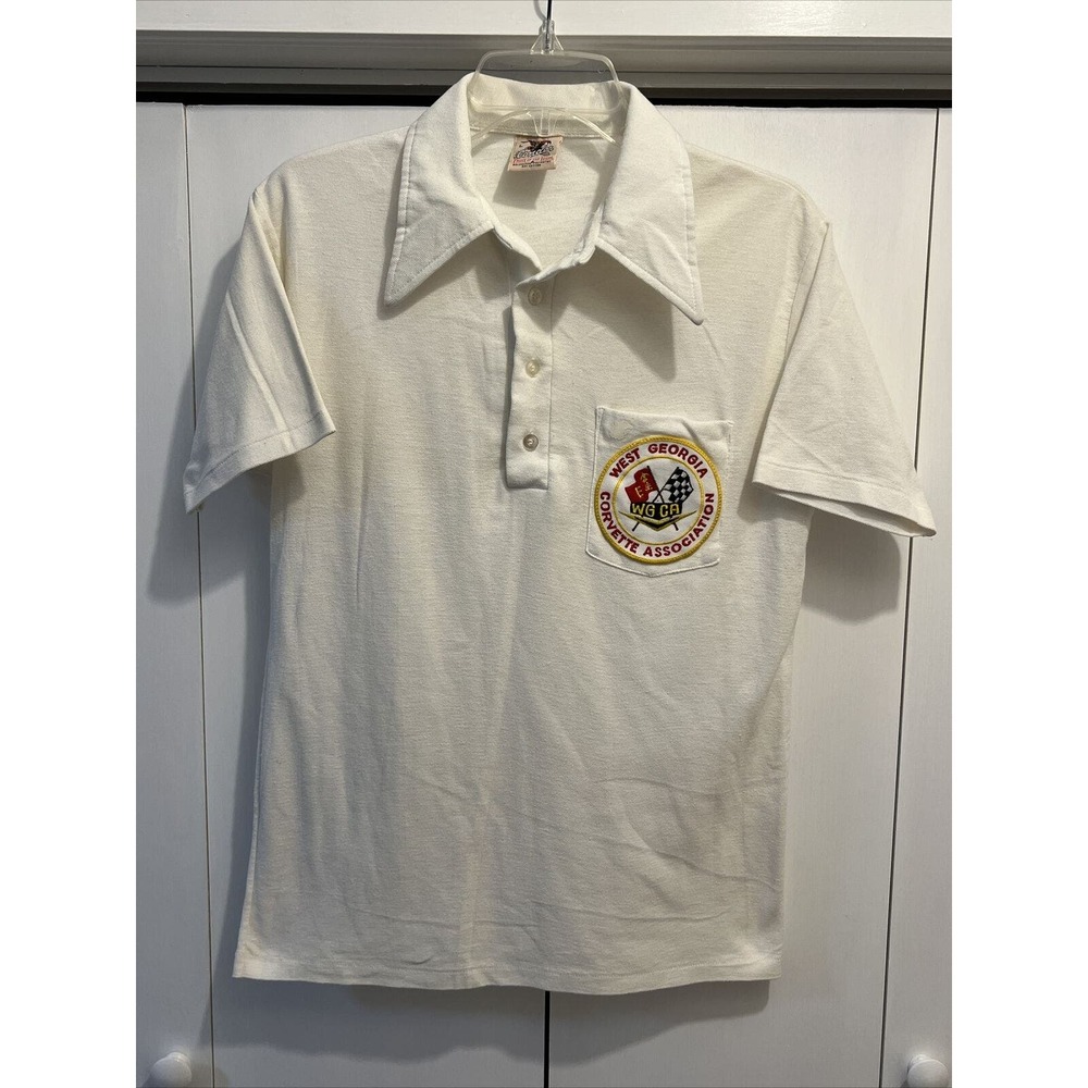 VTG 60s/70s CONDOR Fruit Of The Loom Polo Shirt Sz L ~ CHEVROLET CORVETTE PATCH!